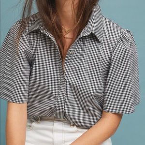 Anthropologie Brittany Gingham Blouse